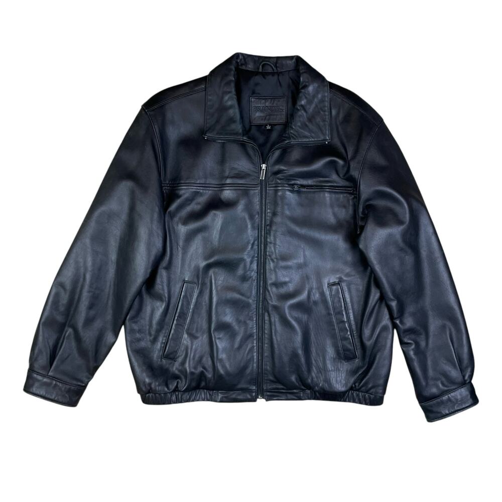 Brandini le collezioni Men's Black Lamb Leather Zip Up Coat Bomber Jacket